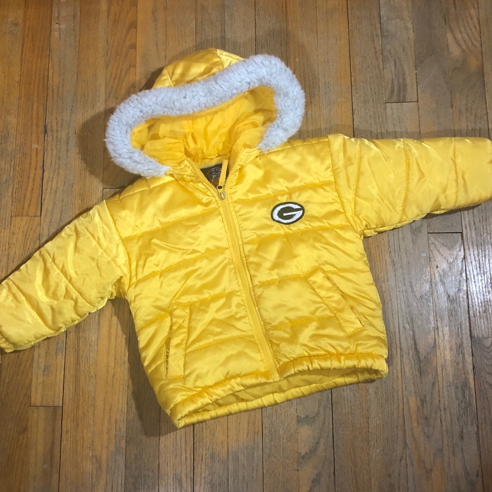 Green Bay Packers Girls Hooded Coat Size 5/6 M